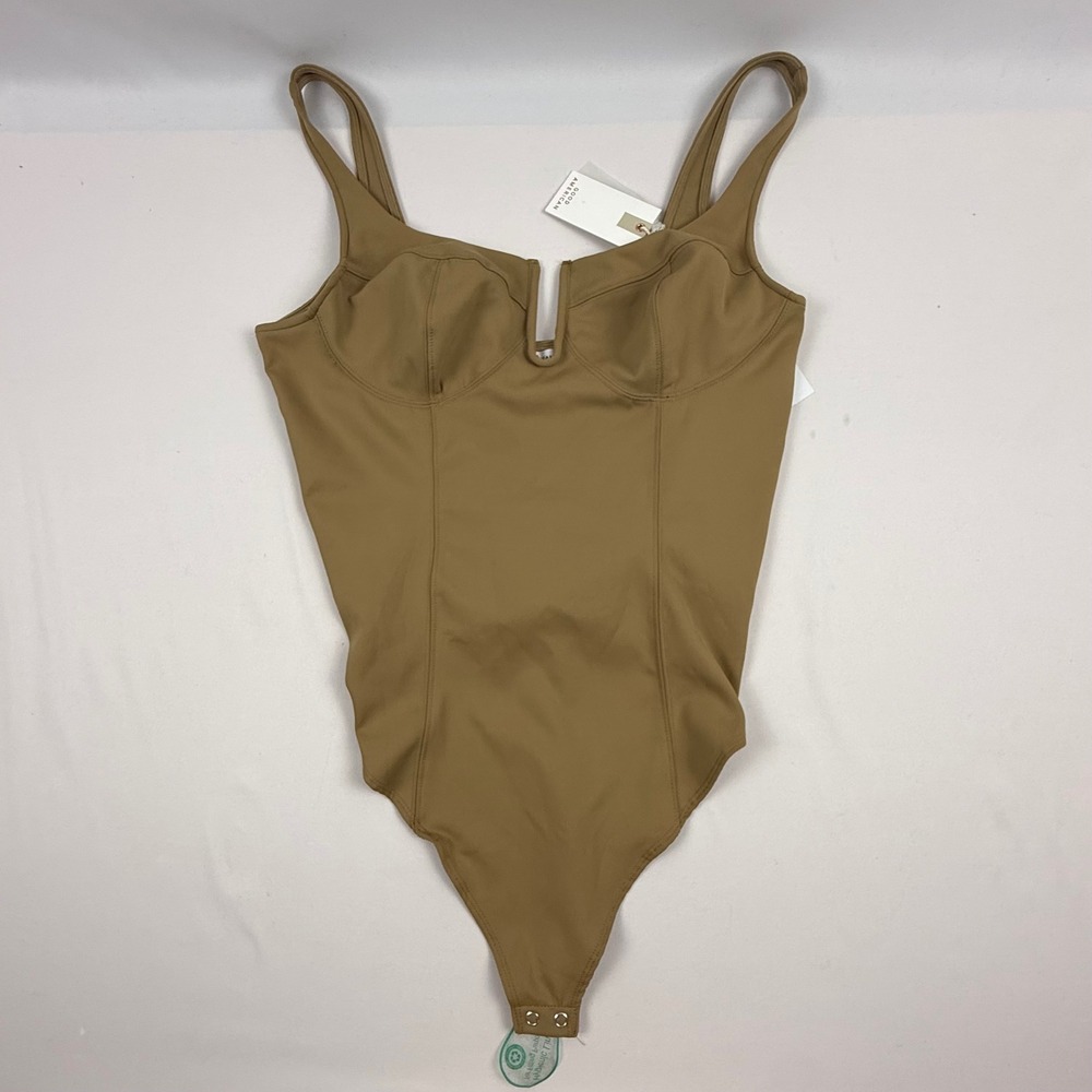 Good American Pecan‎ U-Notch Bustier Thong Bodysuit GB0369 Mens Size 5 NWT